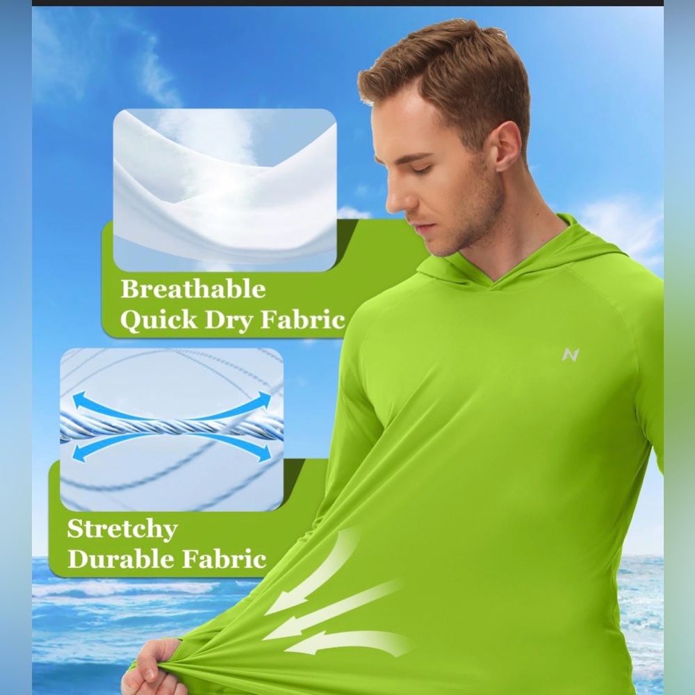 Kids Long Sleeve Swim Hiking Hoodie Rash guard - Neon Lime 50 UV